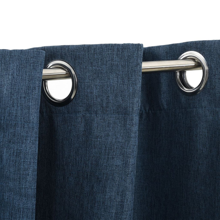VXL Blackout Curtains with Eyelets Linen Look 2 Pieces Blue 140X245 Cm
