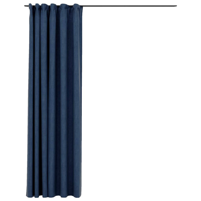VXL Blackout Curtain with Hooks Linen Look Blue 290X245 Cm