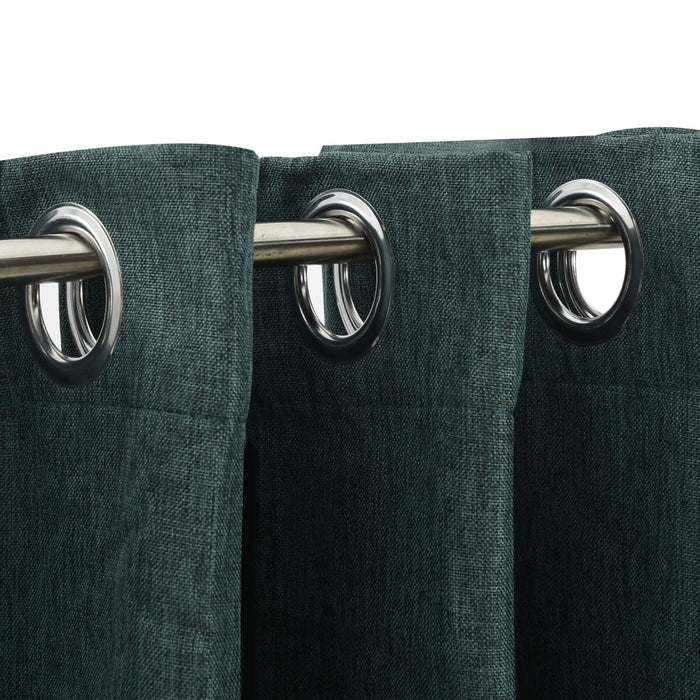 VXL Blackout Curtain with Eyelets Linen Look Green 290X245 Cm