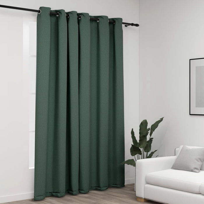 VXL Blackout Curtain with Eyelets Linen Look Green 290X245 Cm