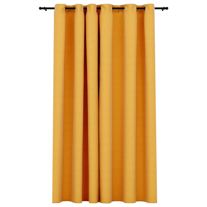 VXL Blackout Curtain with Eyelets Yellow Linen Look 290X245 Cm