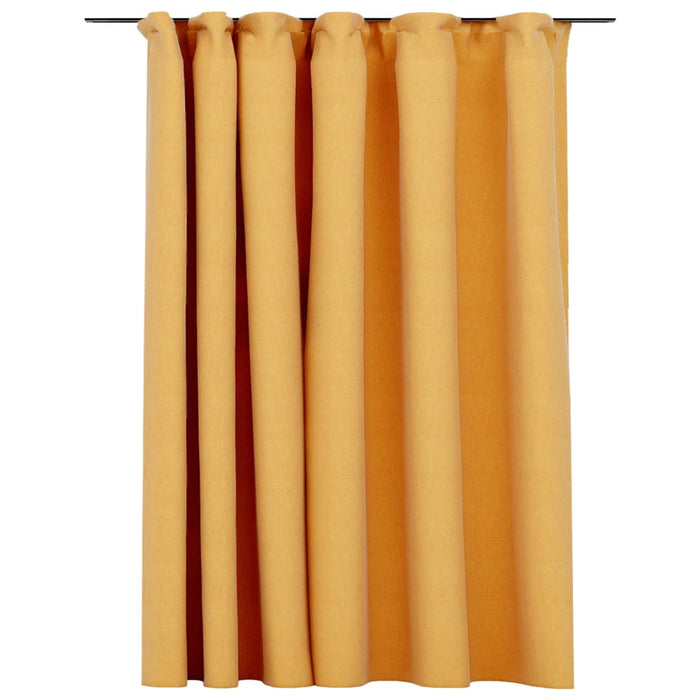 VXL Blackout Curtain with Hooks Yellow Linen Look 290X245 Cm