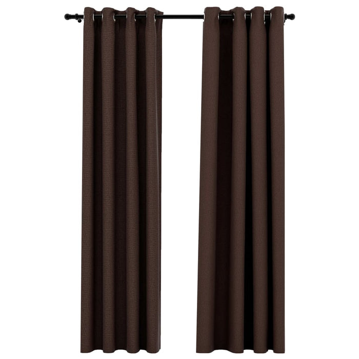 VXL Blackout Curtains Linen Look Eyelets 2 Pieces Taupe 140X245 Cm