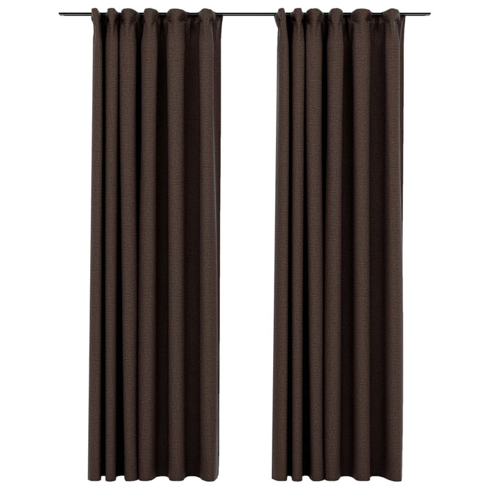 VXL Opaque Curtains Hooks Look De Lino 2 Pzs Gray Taupe140X245Cm