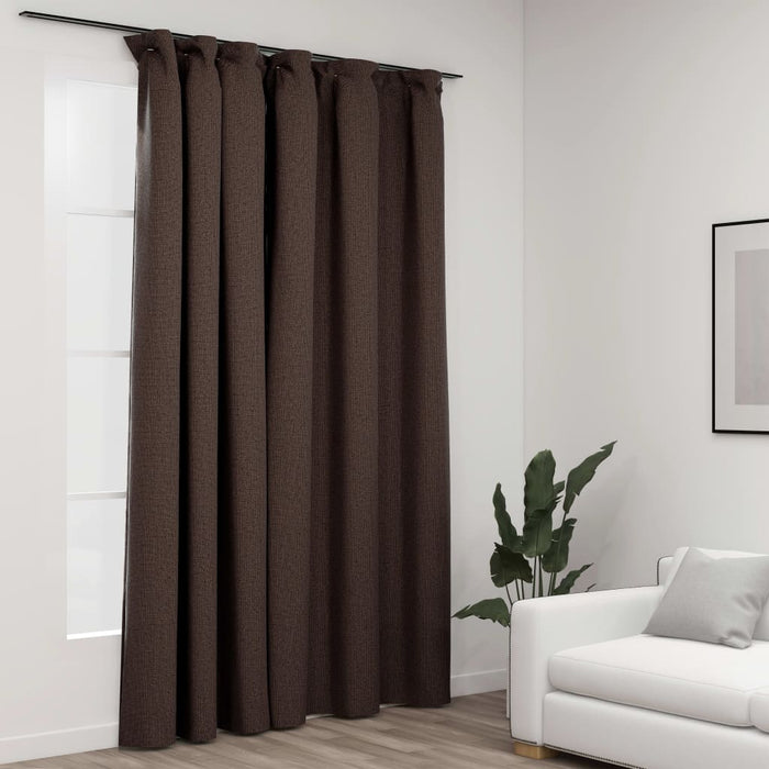 VXL Blackout Curtain with Hooks Linen Look Taupe Gray 290X245 Cm