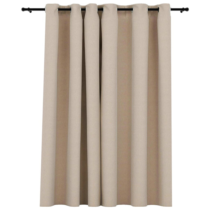 VXL Blackout Curtain with Eyelets Beige Linen Look 290X245 Cm