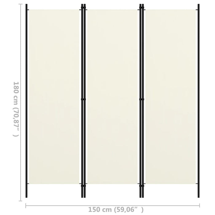 VXL Dividing screen with 3 panels, cream white 150x180 cm
