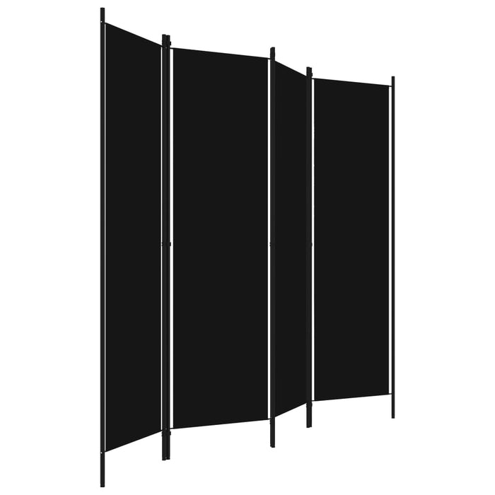 VXL Biombo divisor de 4 paneles negro 200x180 cm