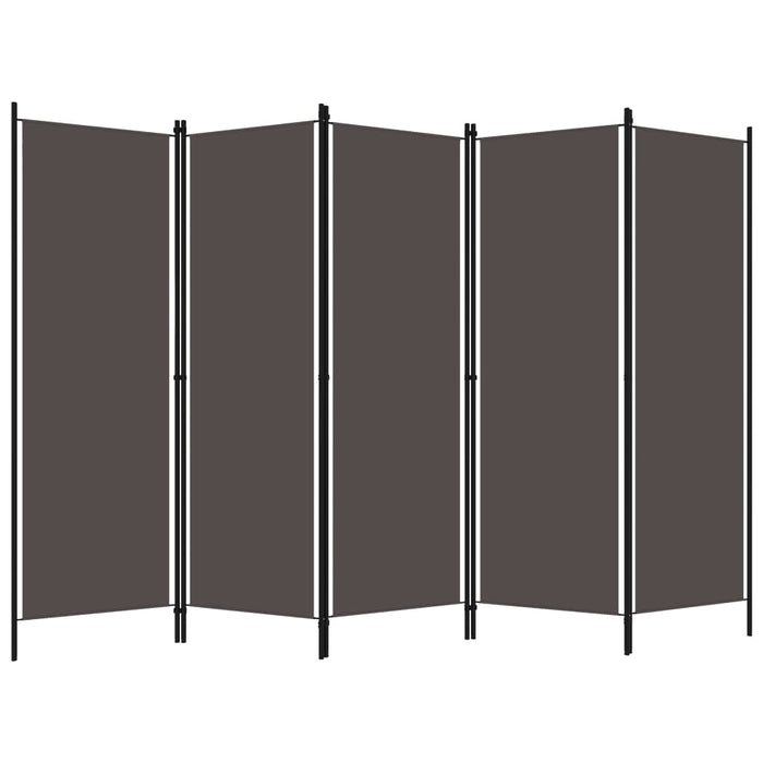 VXL Biombo divisor de 5 paneles gris antracita 250x180 cm
