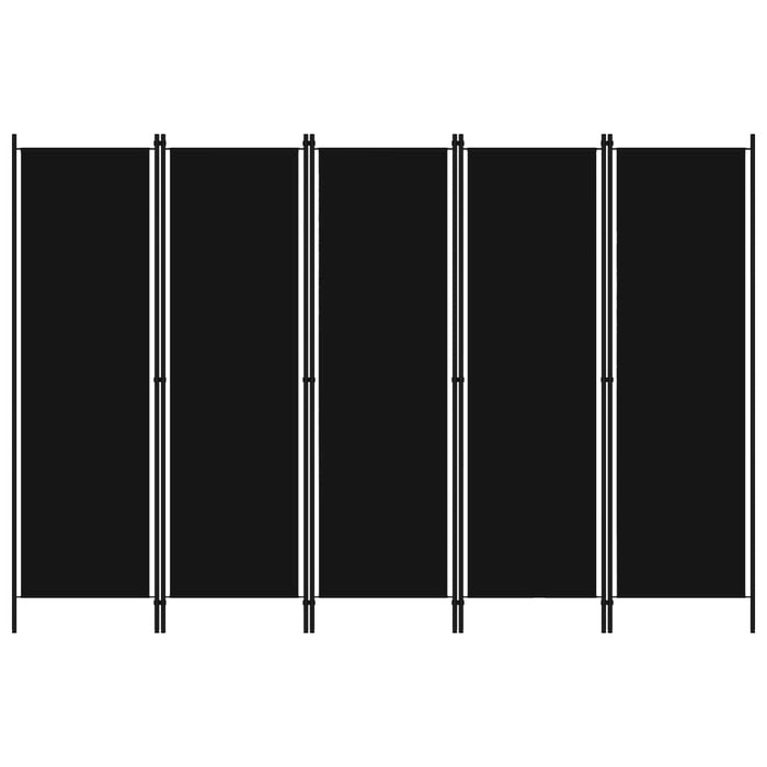 VXL Biombo divisor de 5 paneles negro 250x180 cm