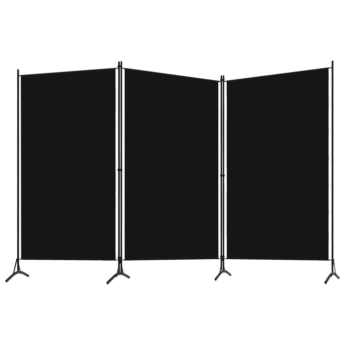 VXL Biombo divisor de 3 paneles negro 260x180 cm
