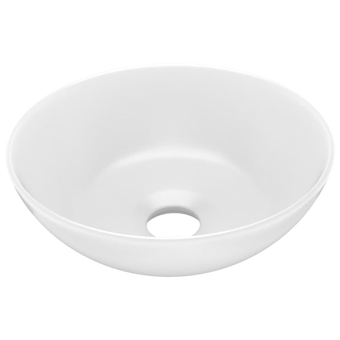 VXL Matte White Ceramic Round Bathroom Sink