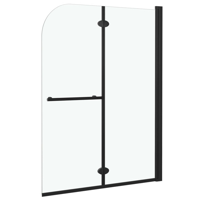 VXL Mampara de ducha plegable 2 paneles ESG negro 95x140 cm