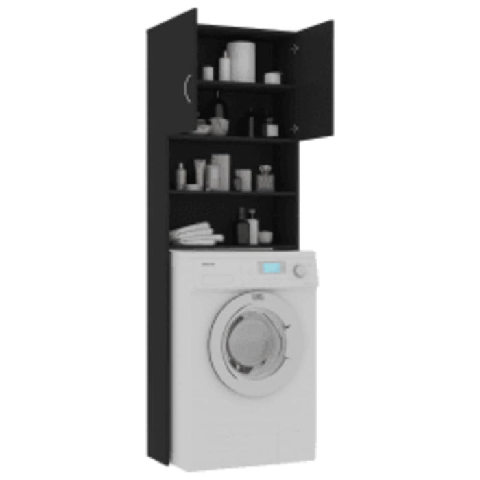VXL Black Chipboard Washing Machine Cabinet Set
