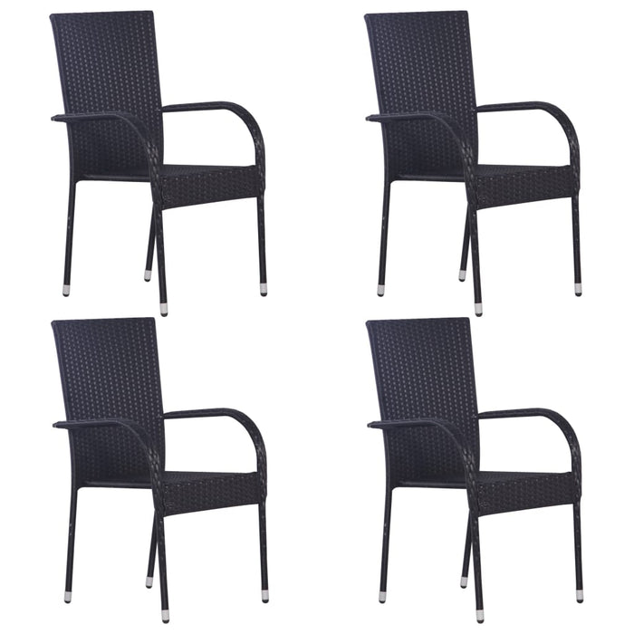 VXL Stackable Garden Chairs 4 Units Black Synthetic Rattan