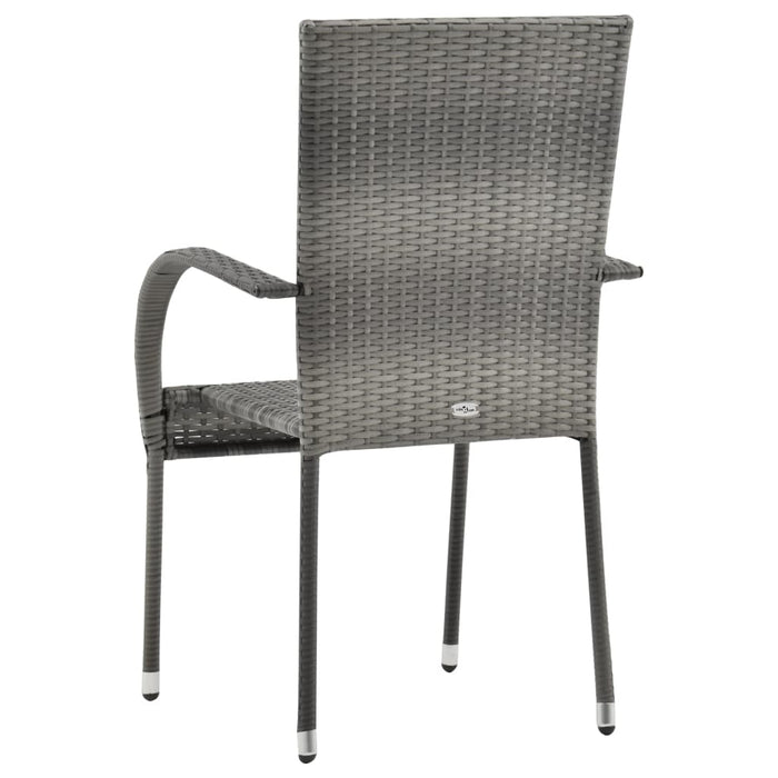 VXL Stackable Garden Chairs 4 Units Gray Synthetic Rattan