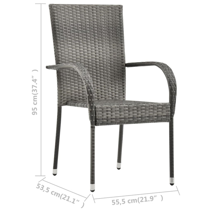 VXL Stackable Garden Chairs 4 Units Gray Synthetic Rattan