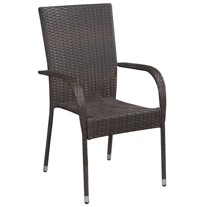 VXL Stackable Garden Chairs 6 Units Brown Synthetic Rattan
