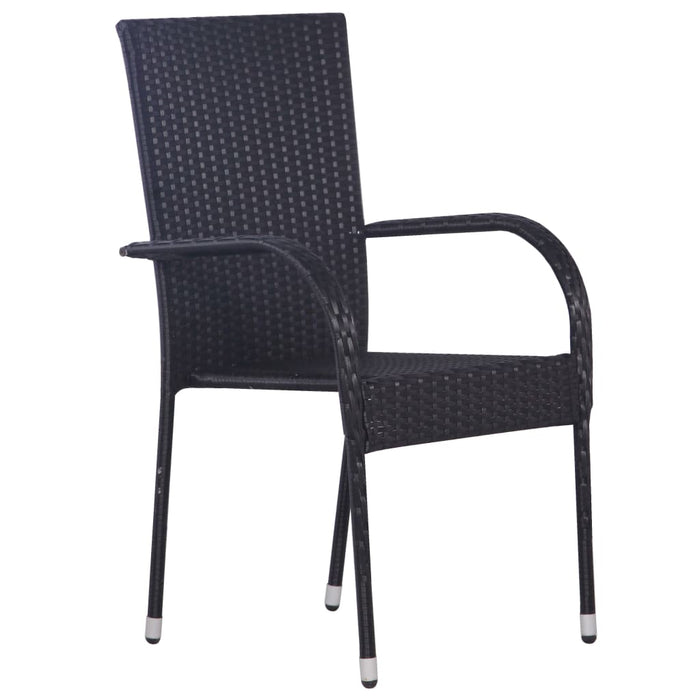 VXL Stackable Garden Chairs 6 Units Black Synthetic Rattan