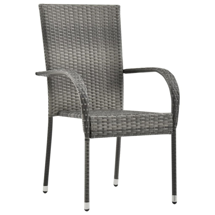 VXL Stackable Garden Chairs 6 Units Gray Synthetic Rattan