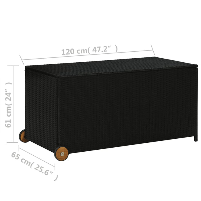 VXL Garden Storage Box Synthetic Rattan Black 120X65X61 Cm