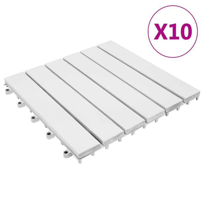 VXL Baldosas de terraza 10 uds blanco madera de acacia maciza 30x30 cm