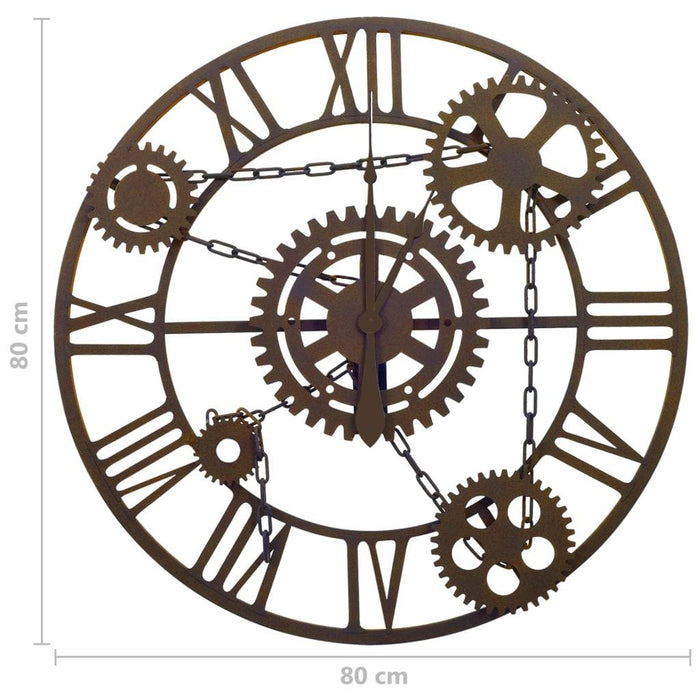 VXL Reloj De Pared De Metal Marrón 80 Cm 5 a 7 Días VXL 