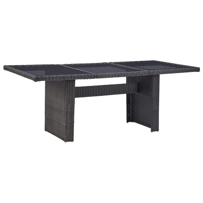 VXL Black Synthetic Rattan Glass Garden Dining Table 200X100X74 Cm