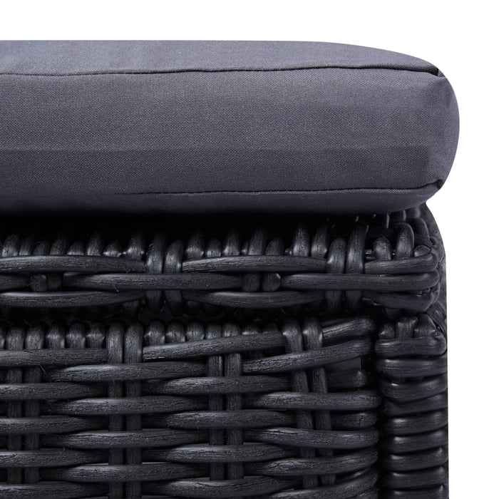 VXL Black and Dark Gray Synthetic Rattan Lounger
