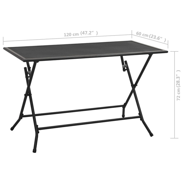 VXL Anthracite Steel Mesh Folding Table 120X60X72 Cm