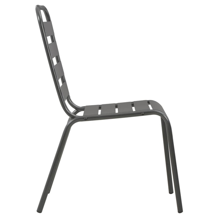 VXL Garden Chairs 4 Pcs Slat Design Dark Gray Steel