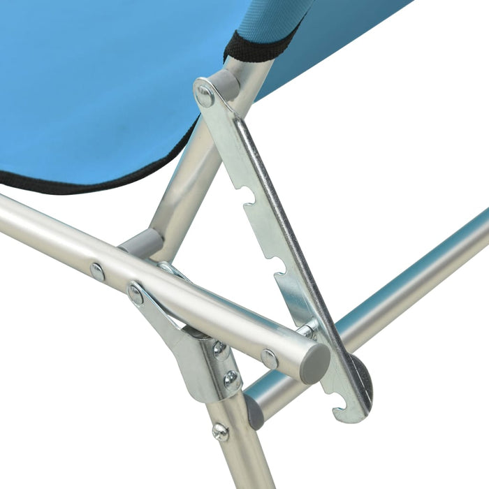 VXL Folding Lounger with Turquoise and Blue Steel Awning
