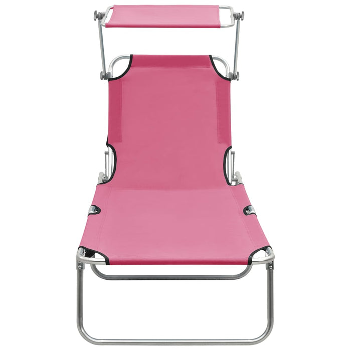 VXL Folding Lounger with Steel Canopy Magento Pink