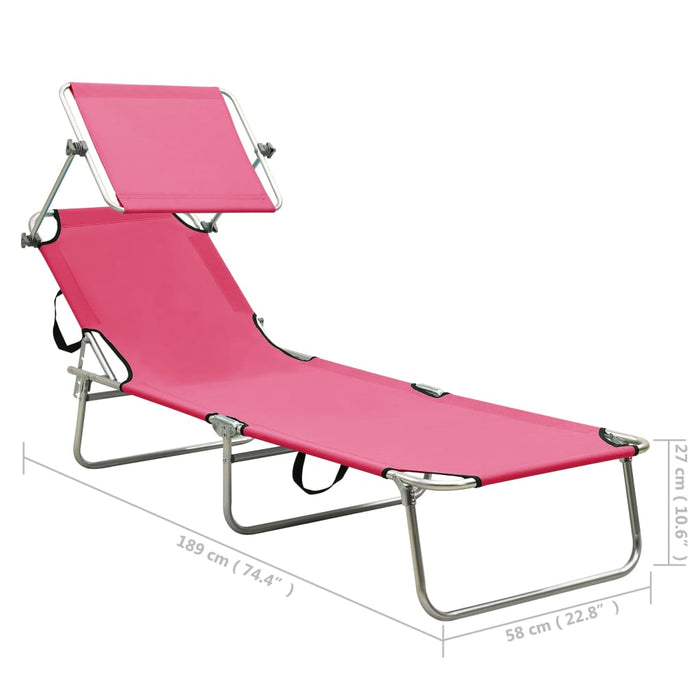 VXL Folding Lounger with Steel Canopy Magento Pink