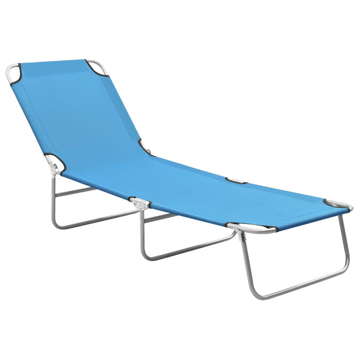 VXL Folding Steel and Fabric Sun Lounger Turquoise Blue