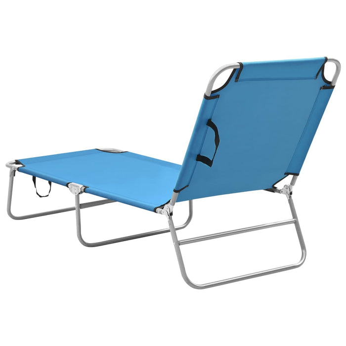 VXL Folding Steel and Fabric Sun Lounger Turquoise Blue