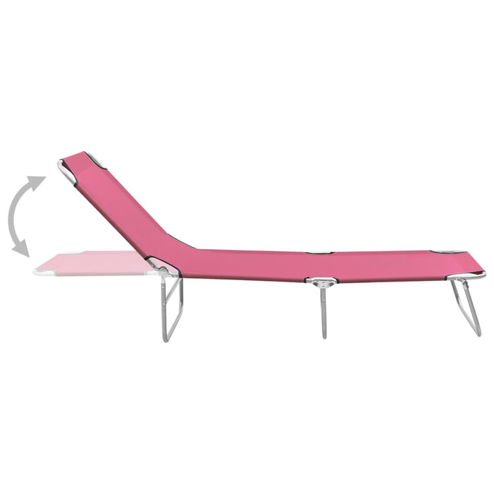 VXL Folding Steel and Fabric Pink Lounger