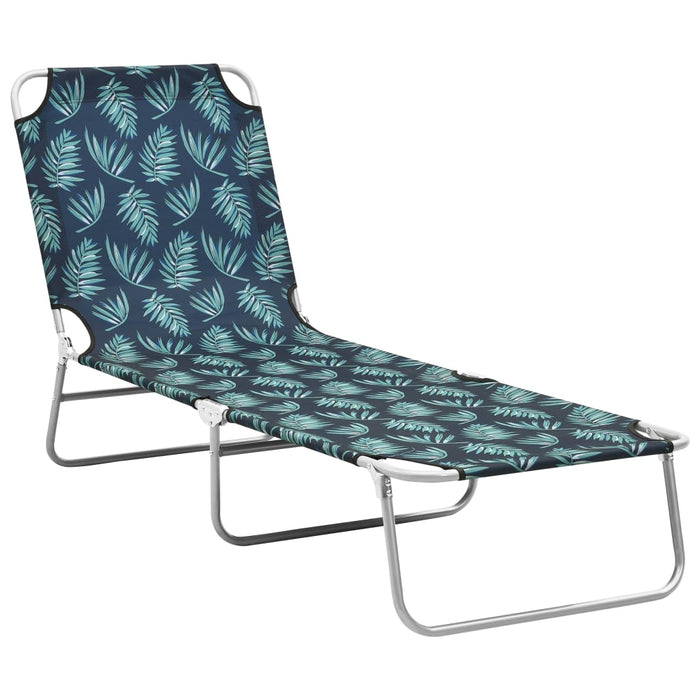 VXL Folding Steel and Fabric Lounger with Leaf Print