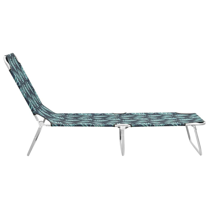 VXL Folding Steel and Fabric Lounger with Leaf Print