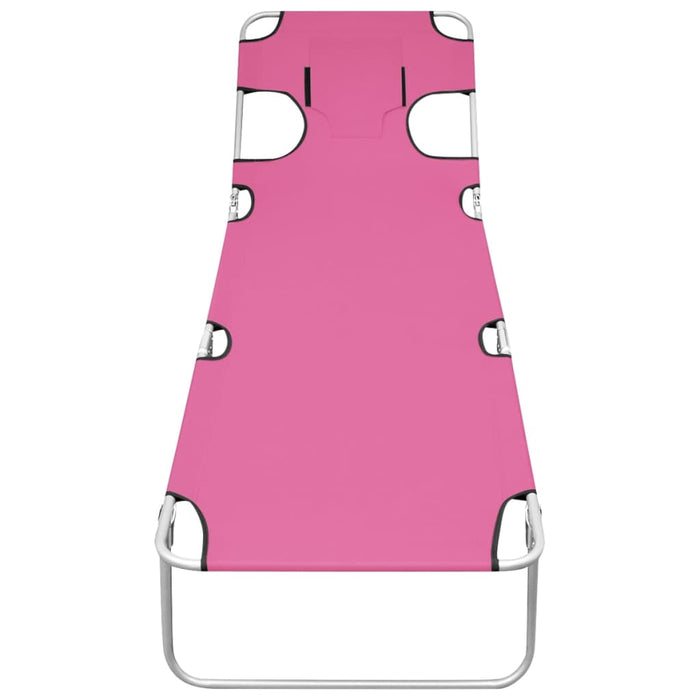 VXL Folding Lounger with Head Cushion Steel Pink Magenta