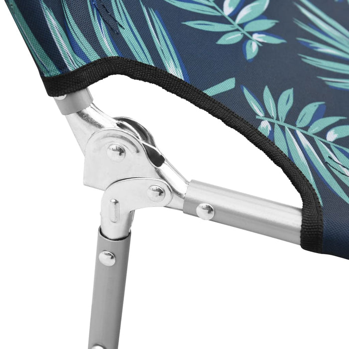 VXL Folding Lounger with Head Cushion Leaf Print Steel