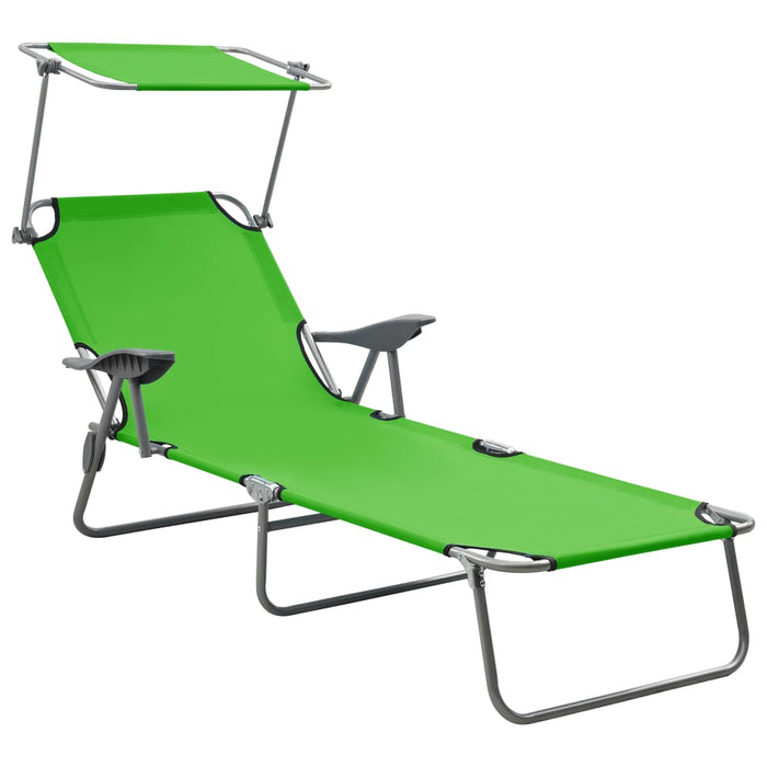 VXL Garden Lounger with Green Steel Awning