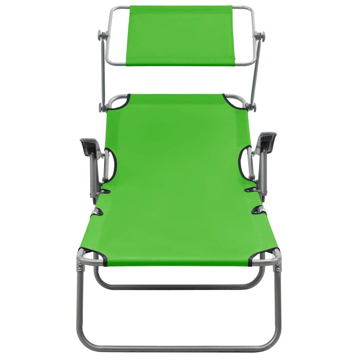 VXL Garden Lounger with Green Steel Awning