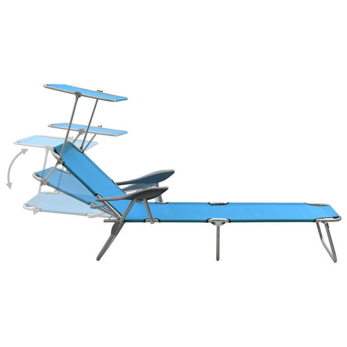 VXL Garden Lounger with Blue Steel Awning
