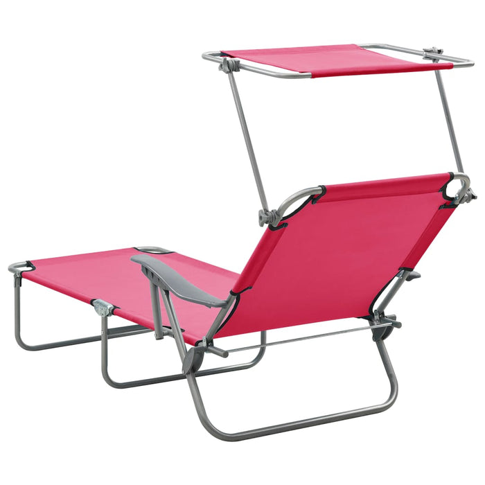 VXL Garden Lounger with Pink Steel Awning