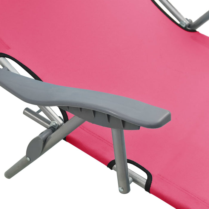 VXL Garden Lounger with Pink Steel Awning