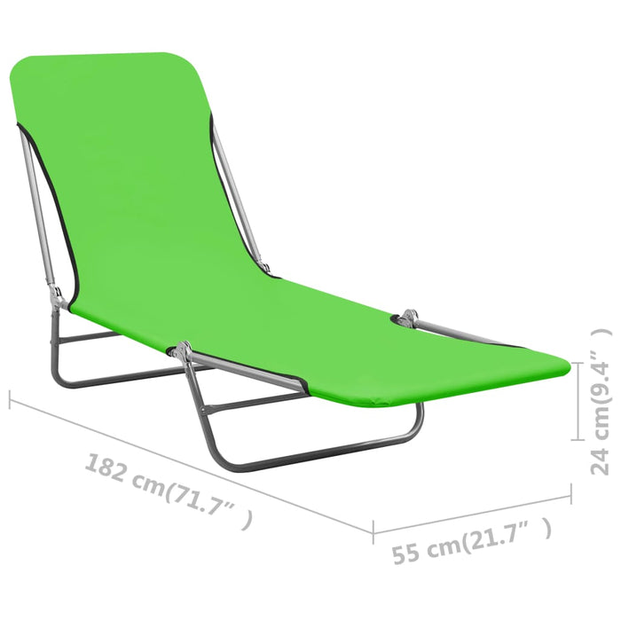 VXL Folding Loungers 2 Units Steel and Green Fabric