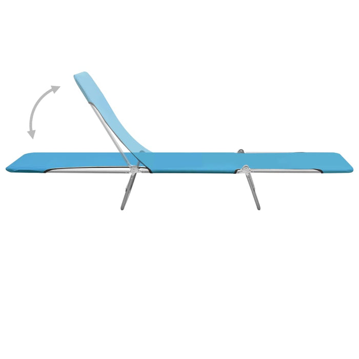 VXL Folding Loungers 2 Units Steel and Blue Fabric