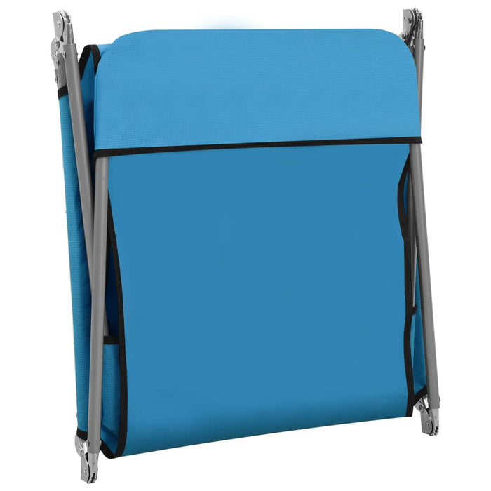 VXL Folding Loungers 2 Units Steel and Blue Fabric