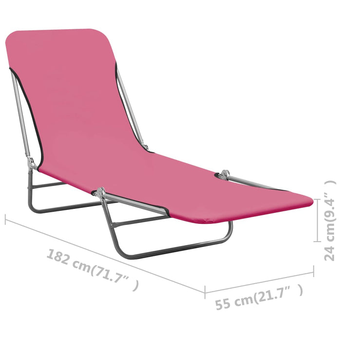 VXL Folding Loungers 2 Units Steel and Pink Fabric